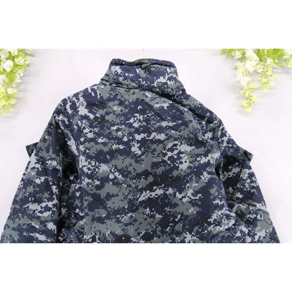 US Navy Parka Working Digital Camo Blue Waterproof Hooded Jacket Sz S - Picture 4 of 9